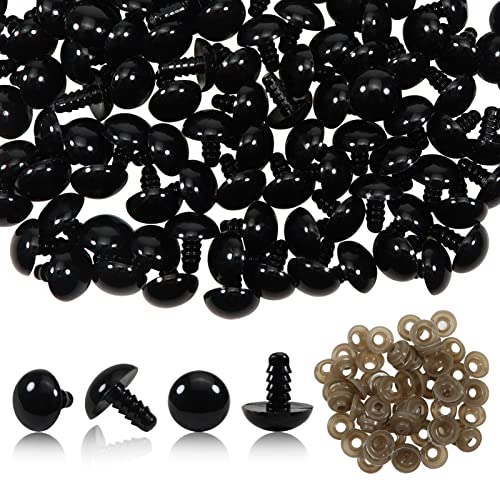 TOAOB 50 Stück Sicherheitsauge 14mm Schwarz Kunststoff Basteln Puppen Augen Knopfaugen mit Unterlegscheiben für Häkeltiere Puppe Marionette Plüschtier Teddyaugen von TOAOB THE ONE AND ONLY BABY