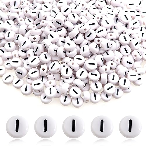 TOAOB 500 Stück 4x7mm Buchstabenperlen Vokale Weiß Buchstabenperlen I Rund Acryl Spacer Perlen für Schmuckherstellung von TOAOB THE ONE AND ONLY BABY
