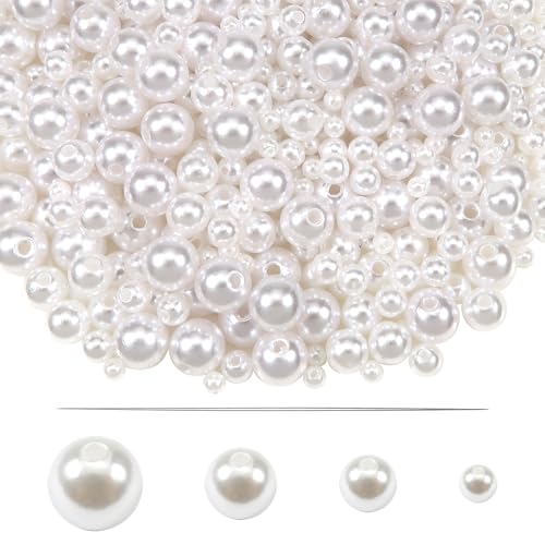 TOAOB 500 Stück Bastelperlen Weiß 4 mm bis 10mm Acrylperlen mit Loch Runde Perlen zum Auffädeln für DIY Schmuckherstellung Armbänder Halsketten Kleidung Basteln von TOAOB THE ONE AND ONLY BABY