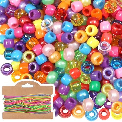 TOAOB 500 Stück Bunte Perlen zum Auffädeln 9mm Großes Loch Fädelperlen Transparent Acryl Pony Beads Bastelperlen mit 30 m Elastisch Schnur für Schmuck Armbänder Halsketten DIY Basteln TOAOB 500 Stück Bunte Perlen zum Auffädeln 9mm Großes Loch Fädelperlen Transparent Acryl Pony Beads Bastelperlen mit 30 m Elastisch Schnur für Schmuck Armbänder Halsketten DIY Basteln von TOAOB THE ONE AND ONLY BABY