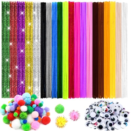 TOAOB 500 Stück Mehrfarbig Pfeifenreiniger Chenilledraht Pompons und Selbstklebend Wackelaugen Verschiedene Größen für Handwerk Dekoration TOAOB 500 Stück Mehrfarbig Pfeifenreiniger Chenilledraht Pompons und Selbstklebend Wackelaugen Verschiedene Größen für Handwerk Dekoration von TOAOB THE ONE AND ONLY BABY