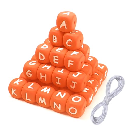 TOAOB 52 Stück 12 x 12 mm Silikon Buchstabenperlen Weiß Orange Wort A bis Z Würfelbuchstaben Perlen Spacer Perlen für Schmuckherstellung TOAOB 52 Stück 12 x 12 mm Silikon Buchstabenperlen Weiß Orange Wort A bis Z Würfelbuchstaben Perlen Spacer Perlen für Schmuckherstellung von TOAOB THE ONE AND ONLY BABY