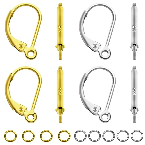 TOAOB 8 Stück 925 Sterling Silber Ohrringe Selber Machen Ohrhaken mit Verschluss Gold Silber 16x9mm mit 10 Stück 5mm Jump Ringe für Ohrhänger Schmuckherstellung TOAOB 8 Stück 925 Sterling Silber Ohrringe Selber Machen Ohrhaken mit Verschluss Gold Silber 16x9mm mit 10 Stück 5mm Jump Ringe für Ohrhänger Schmuckherstellung von TOAOB THE ONE AND ONLY BABY