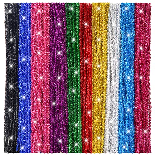 TOAOB Glitzer Pfeifenreiniger 200 Stück Bunte Chenilledraht Biegeplüsch 30 cm Lang und 6 mm Breit für Basteln und Dekorieren von TOAOB THE ONE AND ONLY BABY