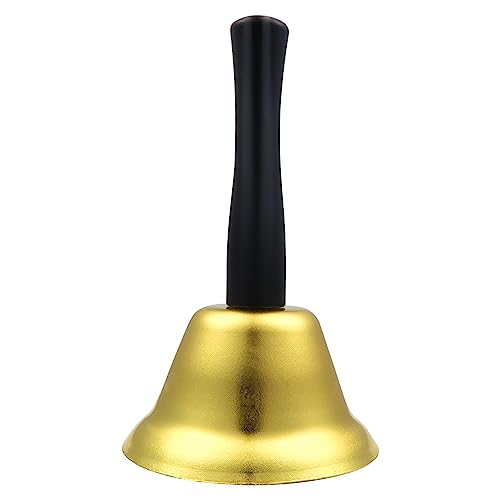 TOAOB Handglocke Klassische Hand Glocke Gold Holzgriff Tischglocke Service Bells Handklingel Rezeptionsglocke für Schule Abendessen am Empfang Hotelservice Meditationsgebet von TOAOB THE ONE AND ONLY BABY