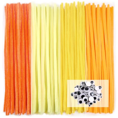 TOAOB Pfeifenreiniger 4 Verschiedene Gelb zum Basteln 200 Stück Chenilledraht Pfeifenputzer Lang 30cm X 6mm Pipe Cleaner Basteln mit Wackelaugen Selbstklebende für DIY Handwerksprojekte von TOAOB THE ONE AND ONLY BABY