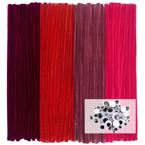 TOAOB Pfeifenreiniger 4 Verschiedene Rot zum Basteln 100 Stück Chenilledraht Pfeifenputzer Lang 30 cm X 6mm Pipe Cleaner Basteln für DIY Handwerksprojekte von TOAOB THE ONE AND ONLY BABY