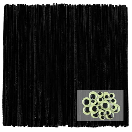 TOAOB Pfeifenreiniger Schwarz zum Basteln 100 Stück Chenilledraht Pfeifenputzer Lang 30 cm X 6mm Pipe Cleaner Basteln mit 30 Fluoreszierende Selbstklebend Wackelaugen für DIY Handwerk Dekorationen TOAOB Pfeifenreiniger Schwarz zum Basteln 100 Stück Chenilledraht Pfeifenputzer Lang 30 cm X 6mm Pipe Cleaner Basteln mit 30 Fluoreszierende Selbstklebend Wackelaugen für DIY Handwerk Dekorationen von TOAOB THE ONE AND ONLY BABY
