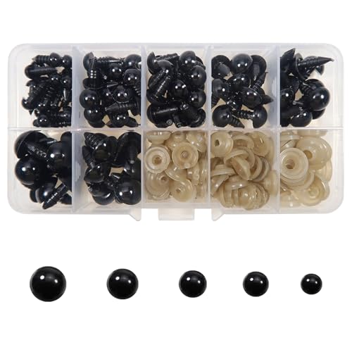 TOAOB Sicherheitsaugen für Häkeltiere 100 Stück Puppenaugen mit Unterlegscheiben 6 mm bis 12 mm Kunststoff Schwarz Knopfaugen für Puppe Plüschtier und Teddyaugen Basteln TOAOB Sicherheitsaugen für Häkeltiere 100 Stück Puppenaugen mit Unterlegscheiben 6 mm bis 12 mm Kunststoff Schwarz Knopfaugen für Puppe Plüschtier und Teddyaugen Basteln von TOAOB THE ONE AND ONLY BABY