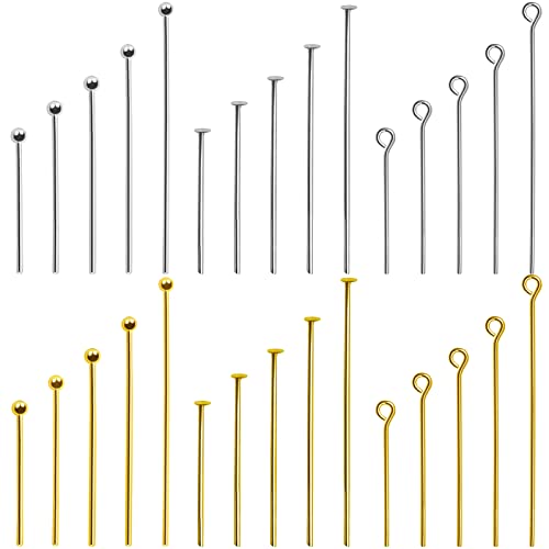 TOAOB Nagelspitzen Rund Messing 750 Stück 20mm 25mm 30mm 40mm 50mm Gold Silber Kugelkopfstift Kopfnadeln für DIY Schmuckherstellung von TOAOB THE ONE AND ONLY BABY