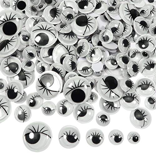 TOAOB 210 Stück Selbstklebend Wackelaugen mit Wimpern Runde Schwarz Weiß 8 bis 20mm Kunststoff Augen für Scrapbooking Kunsthandwerk Zubehör von TOAOB THE ONE AND ONLY BABY