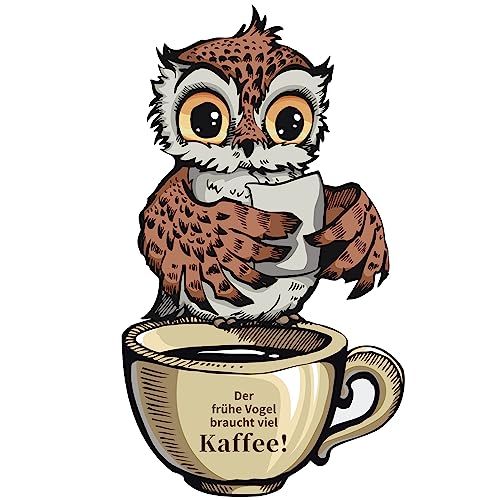 TOARTI Kaffee Wandtattoo,46x27cm,Kaffeebohnen Wandaufkleber,Sprüche und Zitate Küche Wandsticker Wohnzimmer Esszimmer Cafe Wanddeko,Wandaufkleber der frühe Vogel braucht viel Kaffee Küche Wanddeko von TOARTi