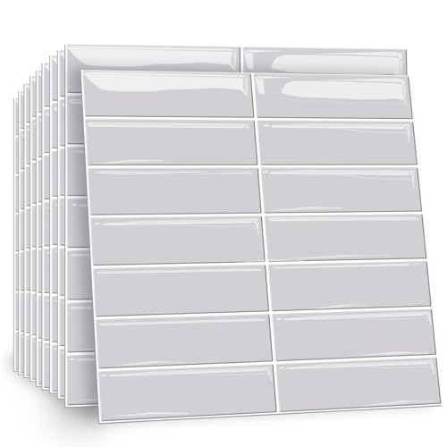 TOARTI 10 Stück Grau Fliesenaufkleber Metro Fliesen Selbstklebend fliesenaufkleber Küchenrückwand Fliesen Klebefliesen Fliesenfolie Selbstklebende Küche Bad 30 x 30cm von TOARTi