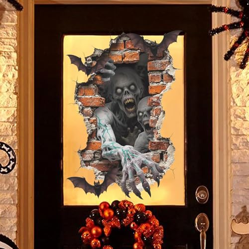 TOARTI 3D Halloween Wandaufkleber,Totenköpfe Wandsticker,Vinyl Fledermäuse Wandaufkleber Durchbruch Deko für Wohnzimmer Schaufenster Schlafzimmer Kinderzimmer Halloween Party Dekoration von TOARTi