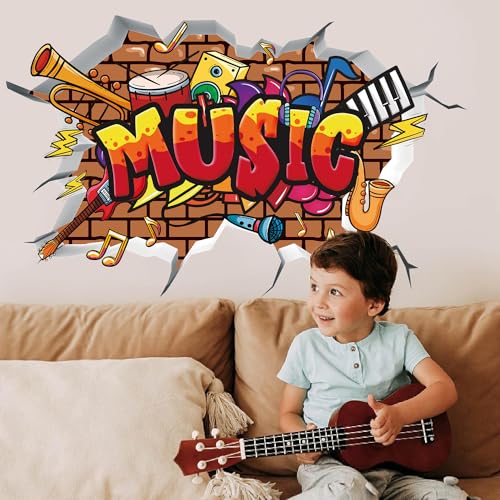 TOARTI 3D Wandtattoo Musik Wandaufkleber Musikalisch Wandsticker Kinderzimmer Wanddeko Notentattoo für Jungenzimmer Wohnzimmer TV Hintergrund Flur Musikklassenzimmer von TOARTi