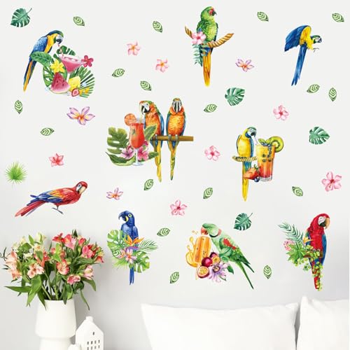 TOARTI Bunte tropische Papageien-Wandaufkleber Wandtattoo Vögel Abziehbilder abnehmbar für Garten Kinderzimmer Schlafzimmer Wohnzimmer Kunst Heimdekoration Wandbilder Dekoration von TOARTi