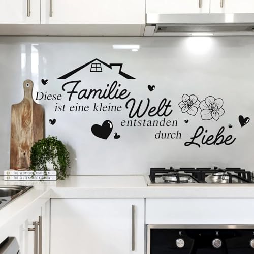TOARTI Wandaufkleber Spruch Familie ist Liebe Wandtattoo Schwarz (BxH) 90 x 30 cm Wandtattoo Wohnzimmer Sprüche zitate Wandsticker Flur und Diele Aufkleber selbstklebend Sticker von TOARTi