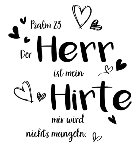 TOARTI Wandaufkleber Spruch Psalm 23 Der Herr ist mein Hirte, mir wird nichts mangeln Schwarz Wandtattoo Wohnzimmer Sprüche zitate Wandsticker Flur und Diele Aufkleber selbstklebend Sticker von TOARTi