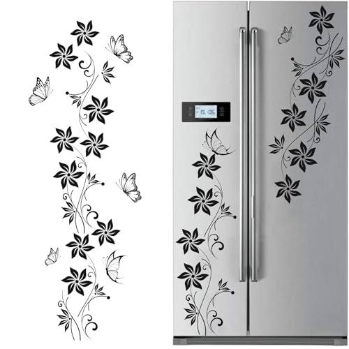 TOARTI Wandtattoo Blumenranken Schwarz Blumen Hibiskus Wandtattoo Wanddeko Blumenranke Aufkleber Sticker Wandaufkleber Hintergrund für Schlafzimmer Zuhause Dekoration Wohnzimmer von TOARTi