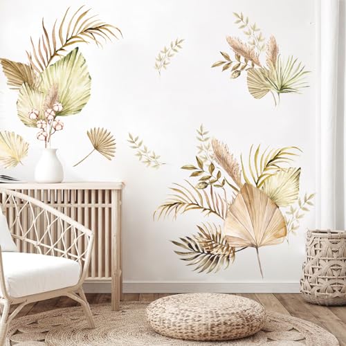 TOARTI Wandtattoo Boho Palme Blätter Wandaufkleber Tropische Pflanzen Wandsticker Wohnzimmer Schlafzimmer Sofa Hintergrund Wanddeko von TOARTi