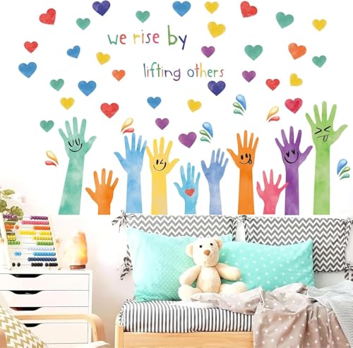 TOARTI Wandtattoo Spruch Motivation Wandaufkleber We Rise by Lifting Other Wandsticker Sprüche und Zitate Klassenzimmer Kinderzimmer Babyzimmer Wanddeko von TOARTi