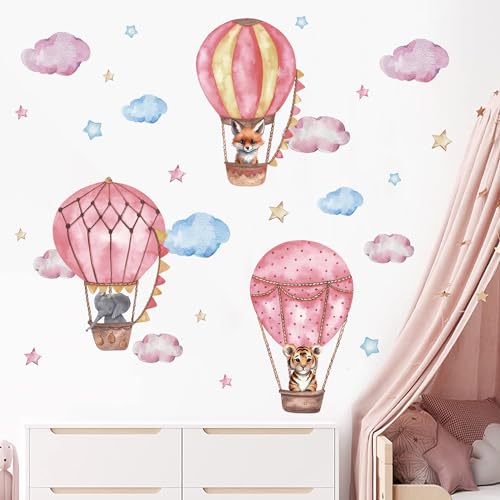 TOARTI Wandtattoo Wandsticker Kinderzimmer Tiere Heißluftballon Wandaufkleber Blumen Wanddeko Spielzimmer Babyzimmer Wandbild Kinder Mädchen von TOARTi