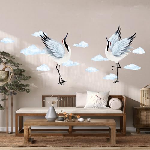 TOARTI Wandtattoo Weiße Vögel Wandaufkleber Kraniche Vögel Wandsticker Schlafzimmer Wohnzimmer Sofa TV Hintergrund Wanddeko von TOARTi