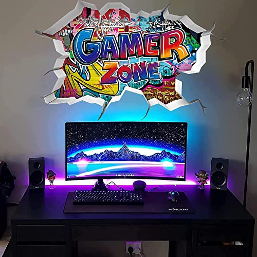 TOARTI 3D Wandtattoo Gamer,86x52CM Bunte Gaming Poster,Wandtattoo Kinderzimmer Junge Teenager,Moderne Gamer Wandbild für Schlafzimmer,Videospiel Wandstikcer für Jugendzimmer Deko Geschenk von TOARTi