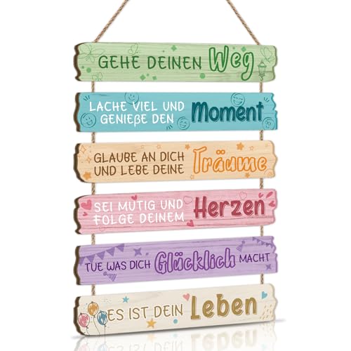 TOARTi Jugendweihe Deko Schild mit Spruch Wandschild Lebenseinstellung Motivation Schulkind Jugendweihe Bild Planken Optik Holz Spruch Schild Geschenk von TOARTi