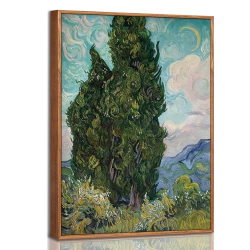 TOARTi Moderne Poster mit Rahmen - Van Gogh Cypresses,40x60cm Premium Bilder Set,Abstrakte Wandbilder für Wohnzimmer,Wanddeko für Schlafzimmer von TOARTi