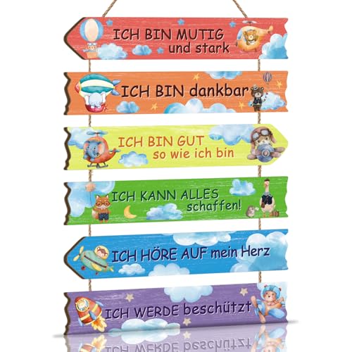 TOARTi Tier Wanddeko für Kindzimmer Mädchen,Schild Jungen Wandkunst,Regenbogen Holzschild mit Spruch,Inspirierende Zitate Wandbild,Tiere Wandschild für Babyzimmer Schlafzimmer Geschenk Tür Deko von TOARTi
