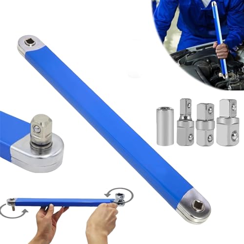 TOATELU Pro Zero Offset Extension Wrench Verlängerungsschlüssel mit 1/2", 1/4" und 3/8" Antriebsadapter, Multifunktionaler Zero Offset Extension Wrench für Auto und Haus Reparatur von TOATELU