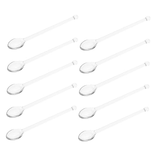 TOBBOMEY 10 Stück Rührlöffel aus hitzebeständiger Glaslöffel transparenter Löffel transparente Glaslöffel Teelöffel Kaffee -Rührer mischen Löffel Glaskaffee-Rührlöffel von TOBBOMEY