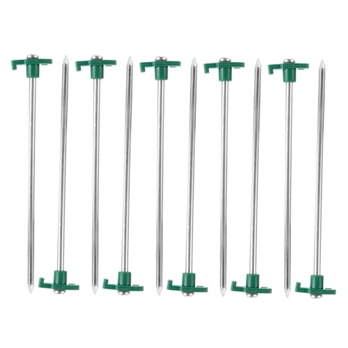 TOBBOMEY 10 Stück Teiliges Edelstahl Zeltheringe Extra Lang und Rostfrei Formschönes Design für Einfache Bodenbefestigung mit Seilöse und Haken Sturmsicher für Camping Zelte und Windschutz von TOBBOMEY