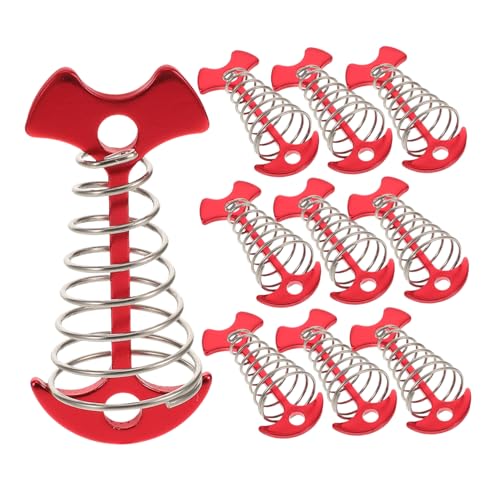 TOBBOMEY 10 Stück Teiliges Fishbone Zeltanker mit Federschnalle Windfeste Zeltheringe für Outdoor Camping Wetterbeständige Tragbare Bodenanker für Zelte Pavillons und Planen von TOBBOMEY