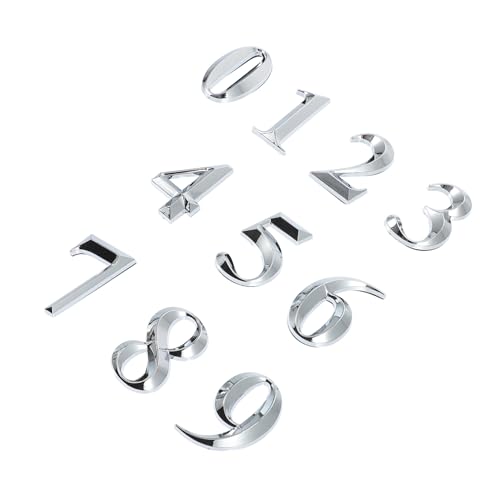 TOBBOMEY 10 Stück Teiliges Hausnummern aus Modernem Rostfreiem Abs Selbstklebend für Tür Briefkasten Büro Wetterfestes Straßenschild Einfache Montage Geeignet für Glatte Oberflächen von TOBBOMEY