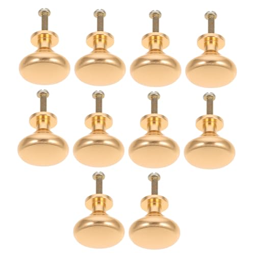 TOBBOMEY 10 Stück Teiliges Runde Möbelgriffe Single Hole Goldene Schrankknöpfe Einfache Schubladengriffe für Kleiderschrank Kommode Kommode Schrank Zubehör von TOBBOMEY