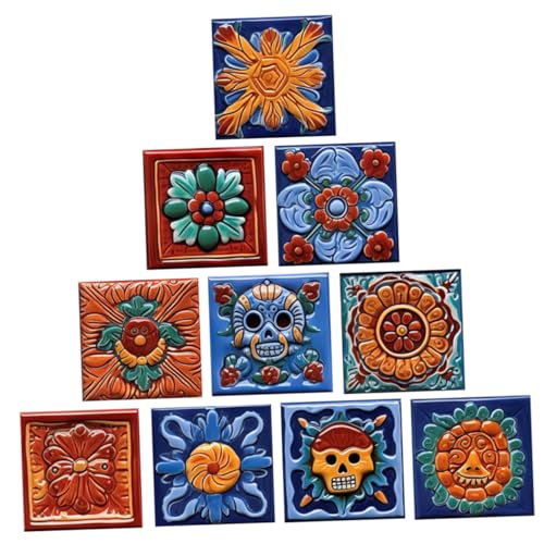 TOBBOMEY 10 Teiliges Morocco Flower Fliesenaufkleber Selbstklebend Dekorative Wandtattoos Blumenmuster Einfache Anbringung für Küche und Wohnräume Vintage Stil Praktische von TOBBOMEY