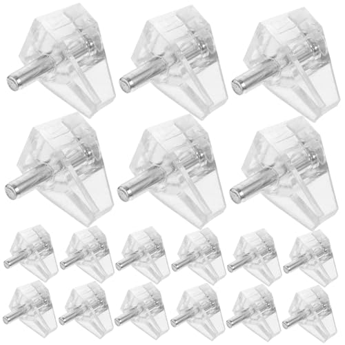 TOBBOMEY 100 Stück Transparente Regalstützstifte für Einlegeböden Stabile Kunststoff Bodenträger für Schrank Bücherregal Balkon und Glasregale Einfache Handmontage von TOBBOMEY