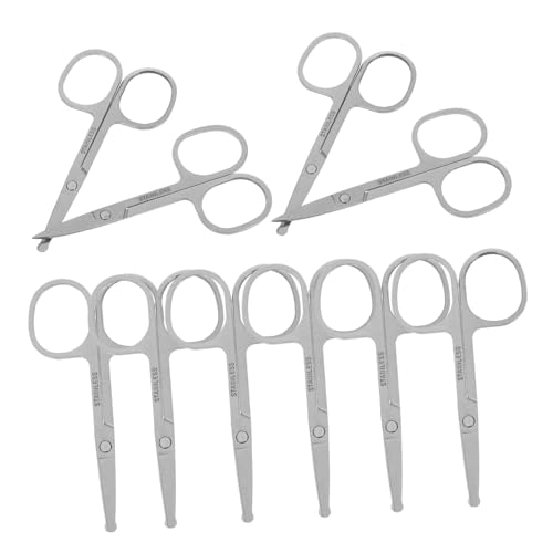 TOBBOMEY 12 Stück Laborschere Bartschere Edelstahlschere Kleine Pflegeschere Für Damen Schere Trimmen Runde Kopfschere Scherenwerkzeuge Schere Haarschere Rostfreier Stahl Silber von TOBBOMEY