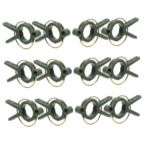 TOBBOMEY 12 Stück Pflanzenclips aus Flexiblem Kunststoff Grün zur Stielbefestigung von Tomaten Kletterpflanzen und Gemüse Wiederverwendbar Stabiler Halt ohne Stielbeschädigung für Garten von TOBBOMEY
