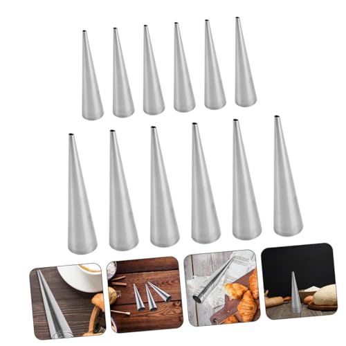 TOBBOMEY 12 Stück Teiliges Croissant backform Edelstahl Konische Cannoli backformen Antihaftbeschichtet Platzsparend Stapelbar für Süße und Herzhafte Snacks Einfach zu Verwenden von TOBBOMEY