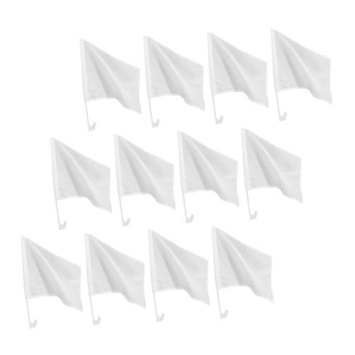TOBBOMEY 12 Stück Teiliges Handfähnchen mit Robustem Griff Weiße DIY Auto Fensterflaggen Einfache Anbringung ohne Werkzeug für Festivals Werbung und Autofans von TOBBOMEY