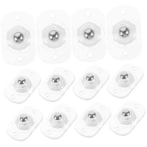 TOBBOMEY 12 Stück Teiliges Selbstklebende Drehbare Mini universalrollen aus Edelstahl und Abs Leise Kugelrollen für Möbel Aufbewahrungsboxen Küchenutensilien Einfache Montage Kratzschonend von TOBBOMEY