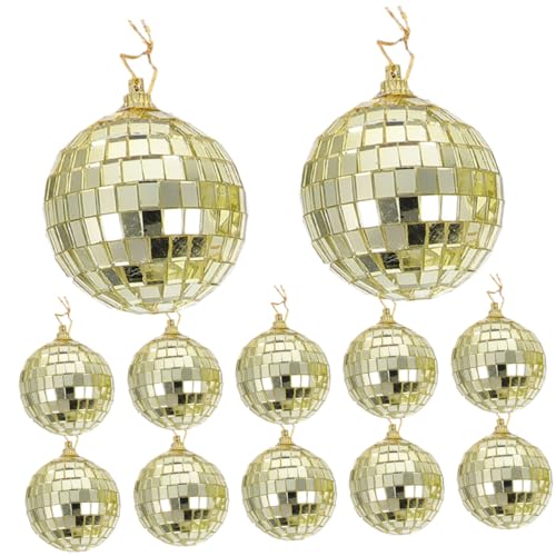 TOBBOMEY 12 Stück Teiliges Spiegel Discokugel aus Glas mit Aufhängeschnur Reflektierende Weihnachtsbaum Hängedeko Party Deko und Foto Requisite für Festlichkeiten von TOBBOMEY