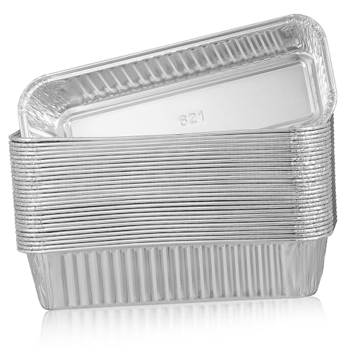 TOBBOMEY 125 Stück Teiliges Aluminiumfolie Backblech Rechteckige Verstärkte Aluschalen Backofen Grillgeeignet Hitzebeständig Stabil für Grillen Braten Kochen Buffet Outdoor Bbq Picknick von TOBBOMEY