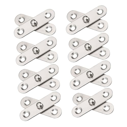 TOBBOMEY 16 Stück Teiliges Türscharnierset aus Edelstahl Drehbare Klappscharniere Versteckte Türschaniere für Küchen Möbeltüren Langlebige Leicht zu Installierende Beschläge von TOBBOMEY