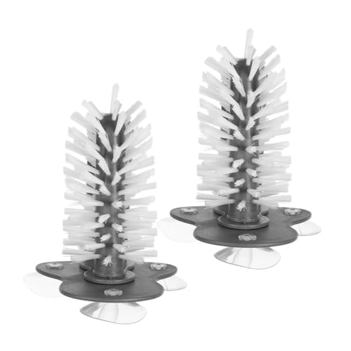 TOBBOMEY 2 STÜCK Glasreinigungsbürsten mit Saugnapf Rotierende Flaschen Becherbürste für Glas Kunststoff Babyflaschen Weingläser Bierbecher Effektive Küchenreinigung Wiederverwendbar von TOBBOMEY