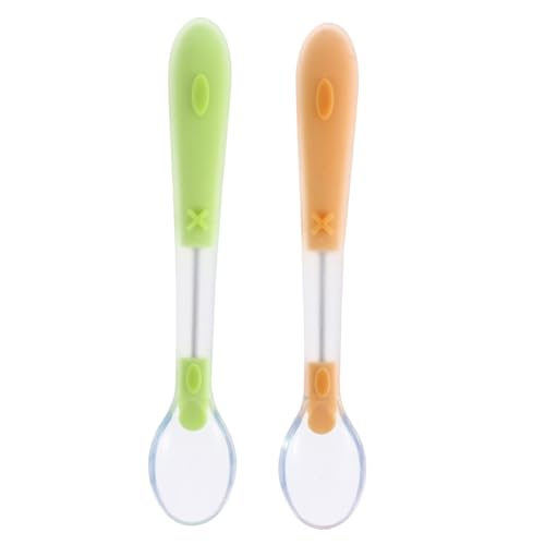 TOBBOMEY 2 STÜCK Teiliges Set Weiche Langlebige Junge Mädchen besteckutensilien in Gelb und Grün Leicht Kompakt frei Esshilfe und für Kleinkinder von TOBBOMEY