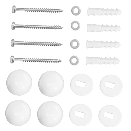 TOBBOMEY 2 Sätze Toiletten Schraubenset Toilettenbefestigung Schrauben Edelstahl und Eisen Abdeckkappen Toilettenboden Fixierschrauben Praktische Montage Zubehör von TOBBOMEY
